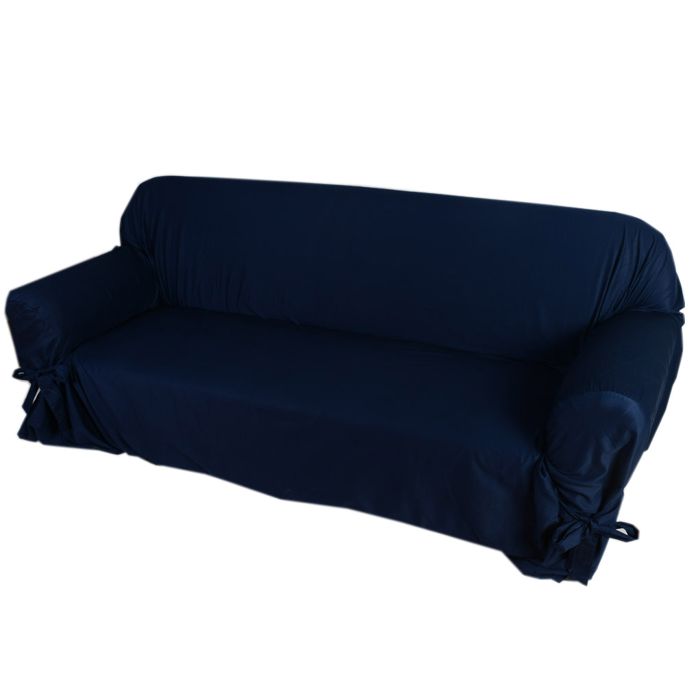 unknown High Quality Soft Cotton Slipcover Couch Sofa Slip Cover for Loveseat 2 Seater Dark Blue