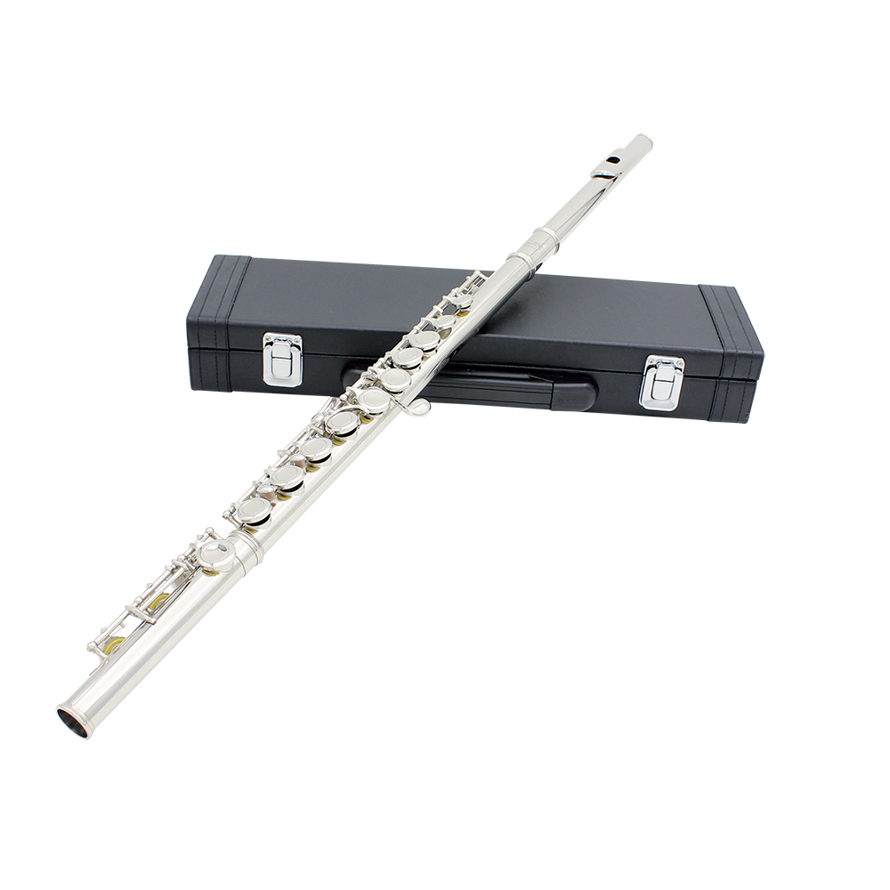 unknown estern Concert Flute Cupronickel Plated Silver 16 Holes C Key Woodwind Instrument with Cork Grease Cleaning Cloth Stick Gloves Mini Screwdriver Padded Case