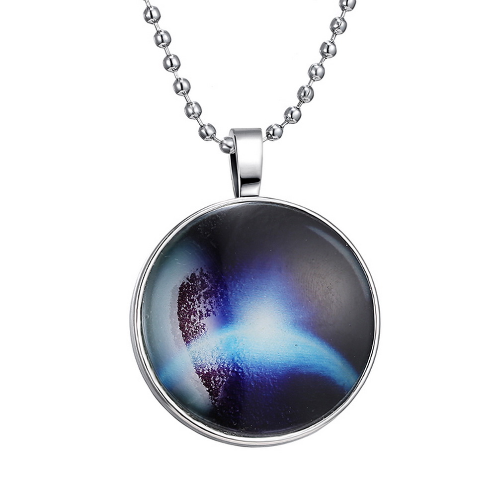 unknown Brilliant Noctilucent Galaxy Nebula Universe Pendant Round Full Moon Dome Cabochon Chain Retro Fashion Necklace for Female