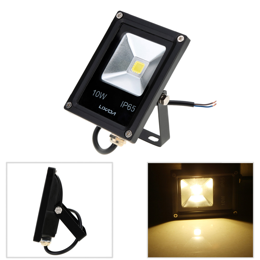 unknown LIXADA 10W DC12V IP65 Ultrathin Black Aluminum LED Flood Light High Power Epistar Chip Tempered Glass Outdoor Garden Square Yard Landscape