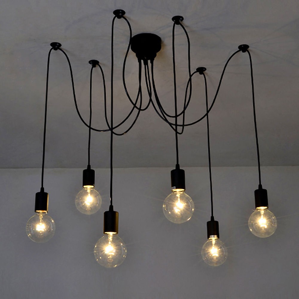 unknown LIXADA 6 Arms(each with 1.7m wire) Antique Classic Ajustable DIY Ceiling Spider Lamp Light E27 Retro Chandelier Pedant Dining Hall Bedroom Hotel