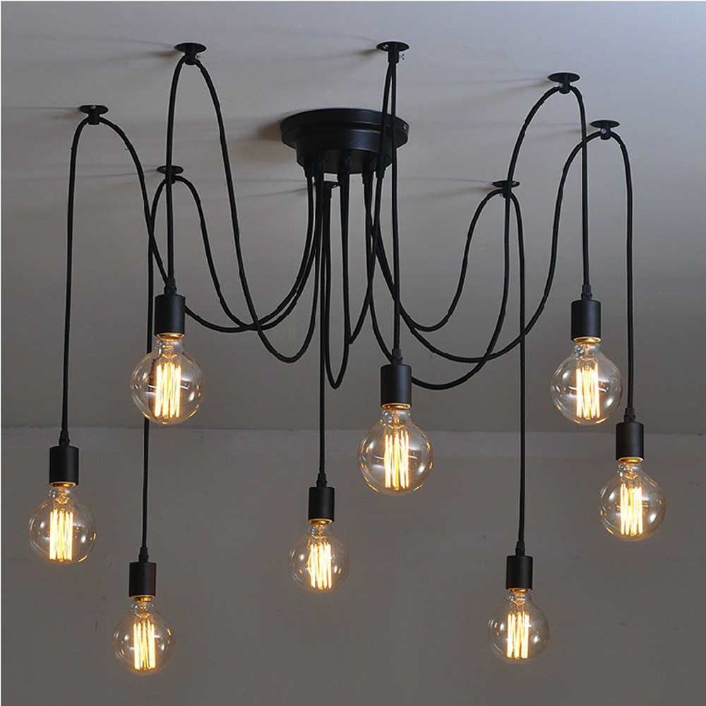 unknown LIXADA 8 Arms(each with 1.7m wire) Antique Classic Ajustable DIY Ceiling Spider Lamp Light E27 Retro Chandelier Pedant Dining Hall Bedroom Hotel