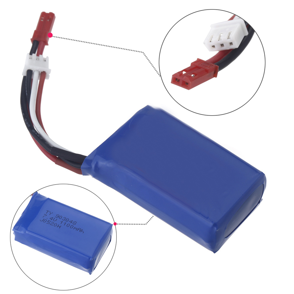 unknown Original Wltoys A949 A959 A969 A979 K929 1/18 Rc Car LiPo Battery 7.4V 1100mah JST Plug A949 27 Part for Wltoys RC Car Part