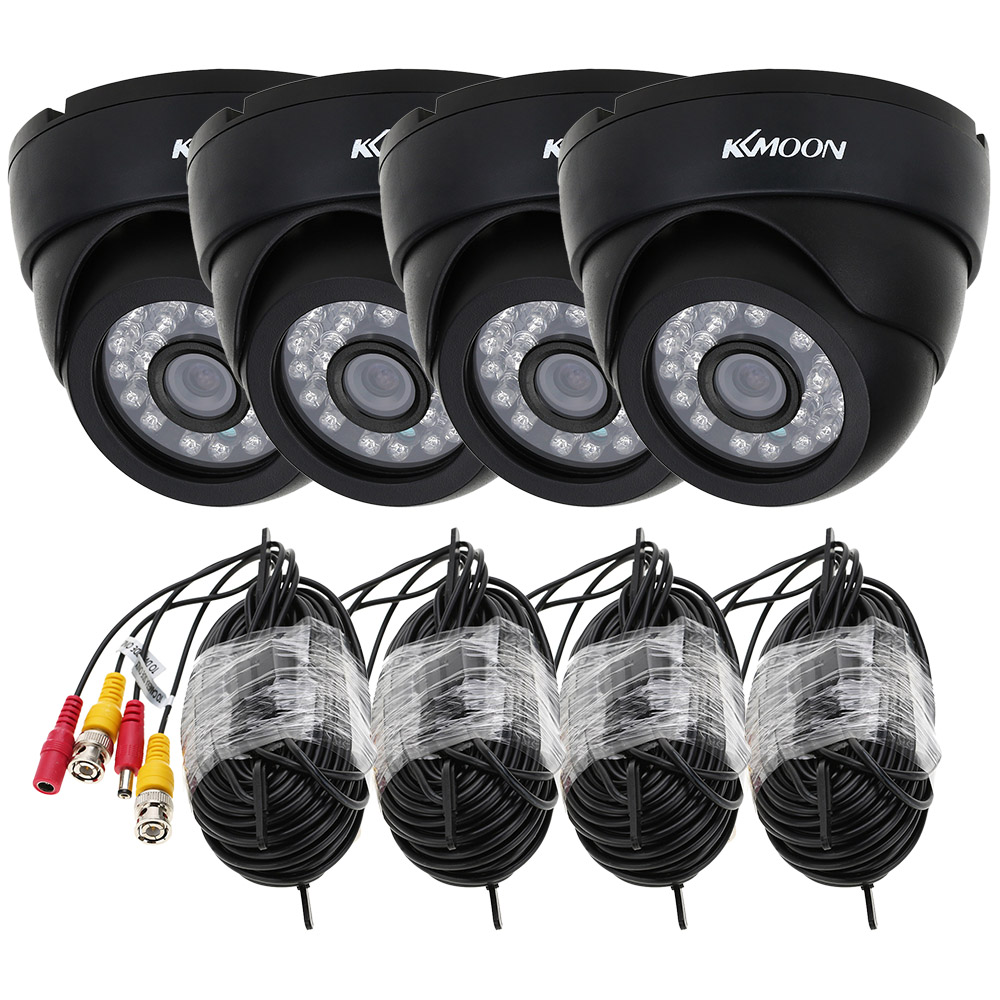 unknown KKMOON 800TVL Security Kit with 4pcs CCTV Camera + 4pcs 60ft  Video Cable IR-CUT Home Surveillance NTSC System