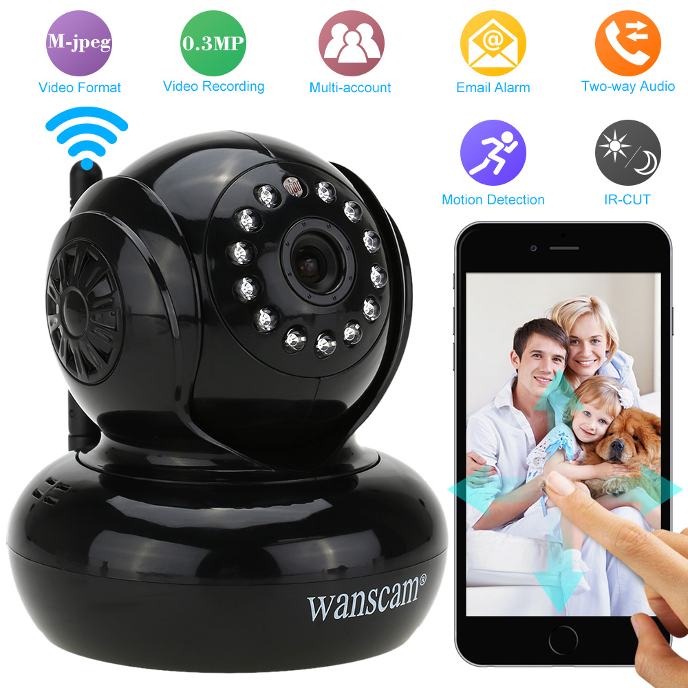 unknown Wanscam Wireless WiFi IP Camera 13 IR LED Night Vision Dual Audio Webcam Black