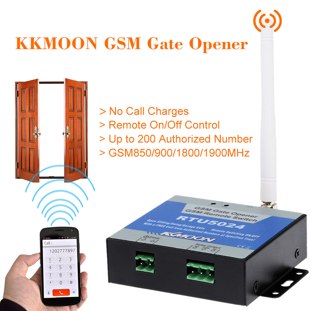 unknown KKMOON GSM Door Gate Opener Remote On/Off Switch Free Call SMS Command Support 850/900/1800/1900MHz