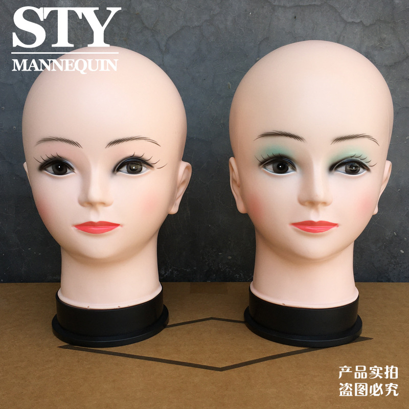 Wig model head lady doll small bald hair salon trim wig with dummy model can needle shape head Big ears female head-L