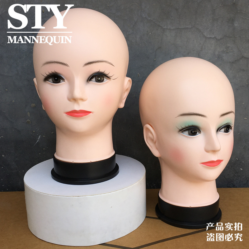 Wig model head lady doll small bald hair salon trim wig with dummy model can needle shape head Big ears female head-L