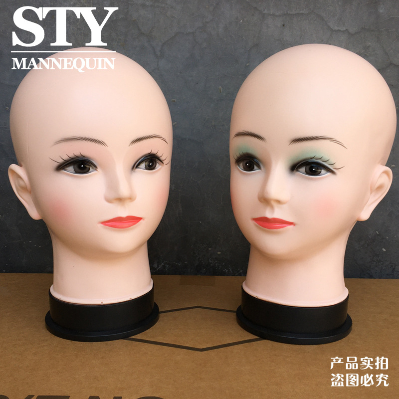 Wig model head lady doll small bald hair salon trim wig with dummy model can needle shape head Big ears female head-L