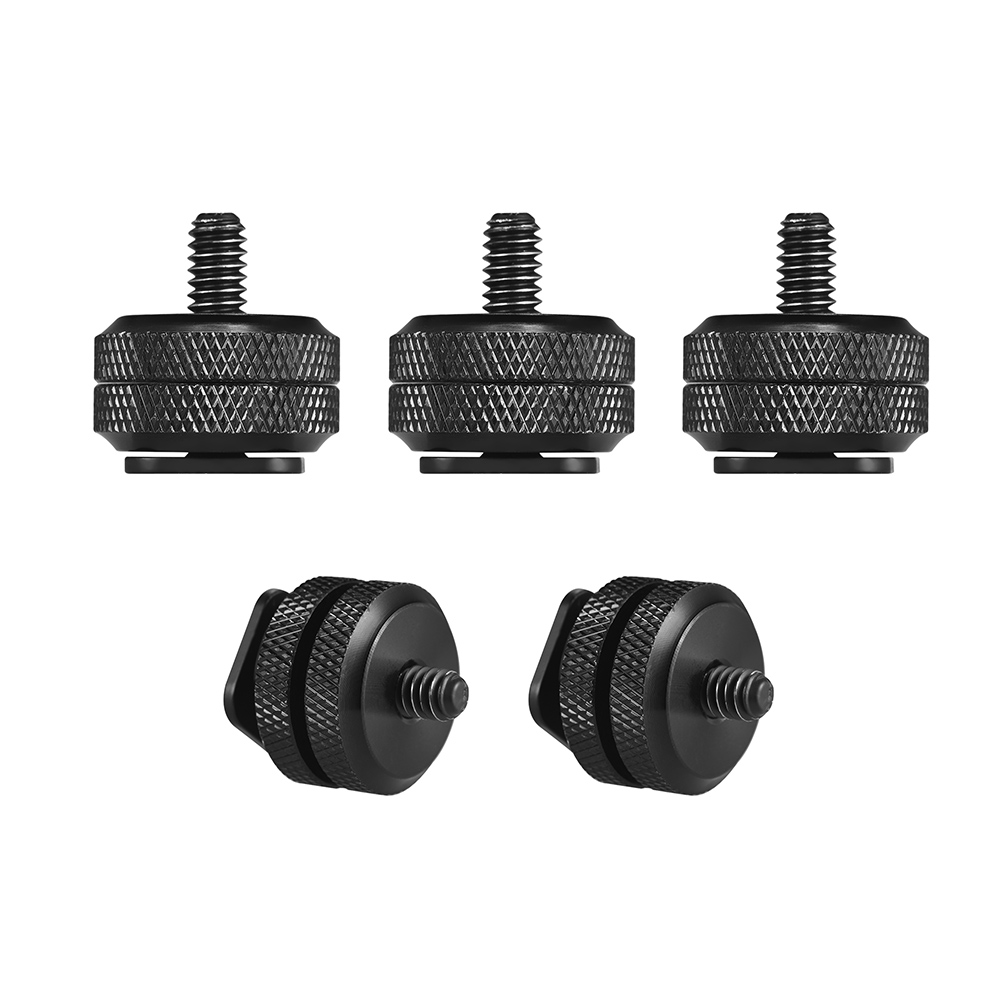 5pcs Camera Hot Shoe Mount to 1/4"-20 Tripod Screw Adapter Flash Shoe Mount for DSLR Camera Rig