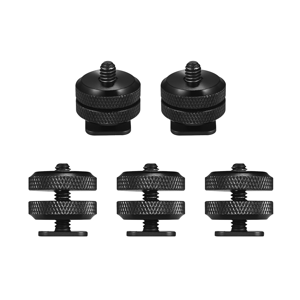 5pcs Camera Hot Shoe Mount to 1/4"-20 Tripod Screw Adapter Flash Shoe Mount for DSLR Camera Rig