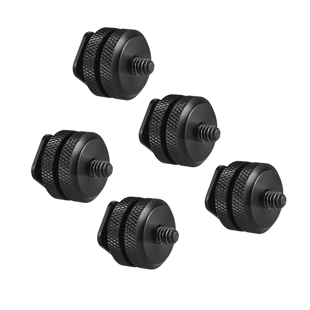 5pcs Camera Hot Shoe Mount to 1/4"-20 Tripod Screw Adapter Flash Shoe Mount for DSLR Camera Rig