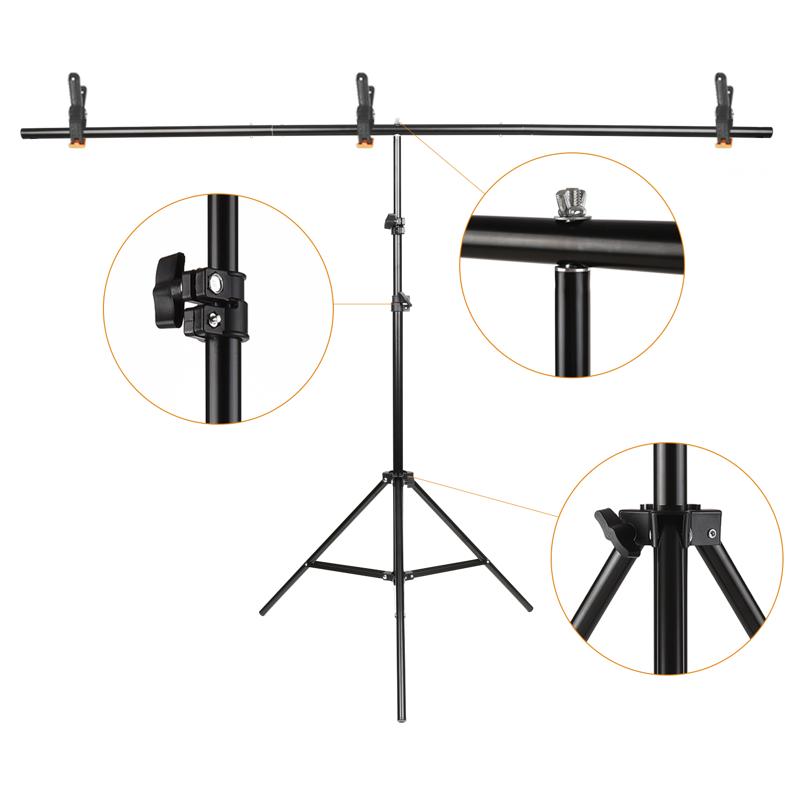 1.5 * 2m/ 5 * 7ft Green Backdrop Screen  Chromakey Background Photography Kit with Adjustable T-Shaped Background Stand 3pcs Backdrop Clamps