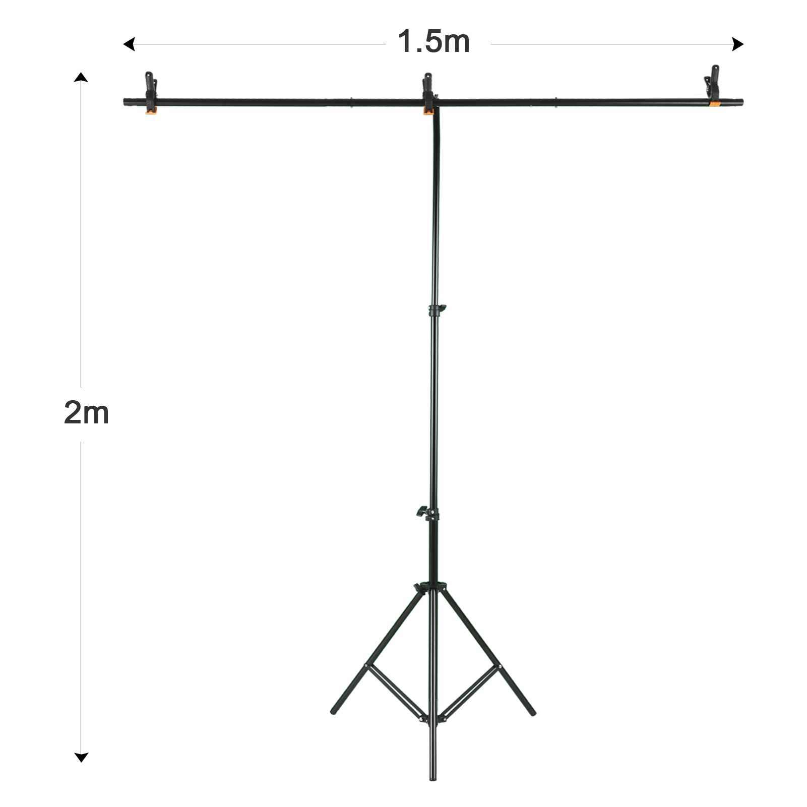 1.5 * 2m/ 5 * 7ft Green Backdrop Screen  Chromakey Background Photography Kit with Adjustable T-Shaped Background Stand 3pcs Backdrop Clamps