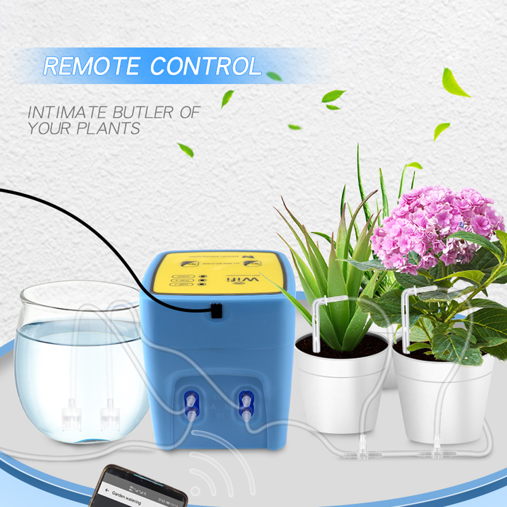 WIFI Intelligent Watering Device Double Pump Timed Automatic Drip Irrigation System Remote APP Controller for Garden Terrace Potted Plant Flower