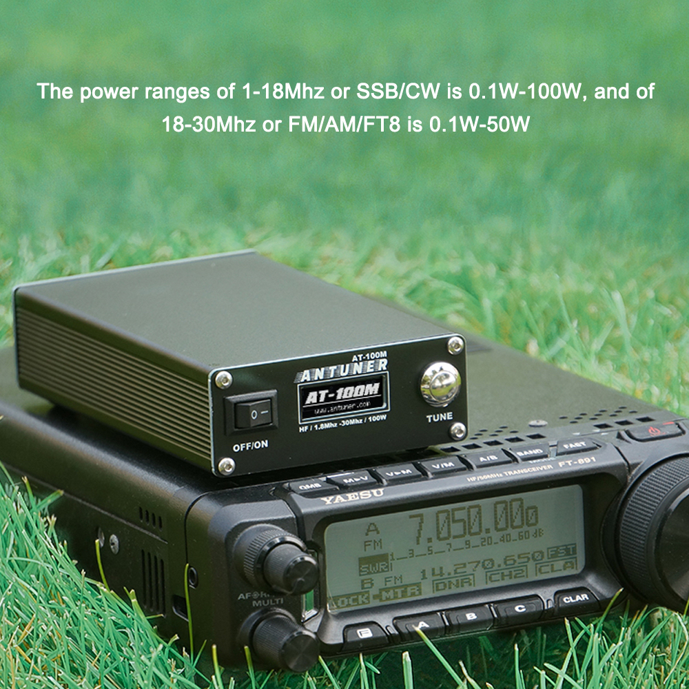 ANTUNER Omnipotent 1.8MHz-30MHz 100W Antenna Tuner Built-in Standing Waves Meter Power Meter For HF Radio USDX G1M FT-818 817 IC-705