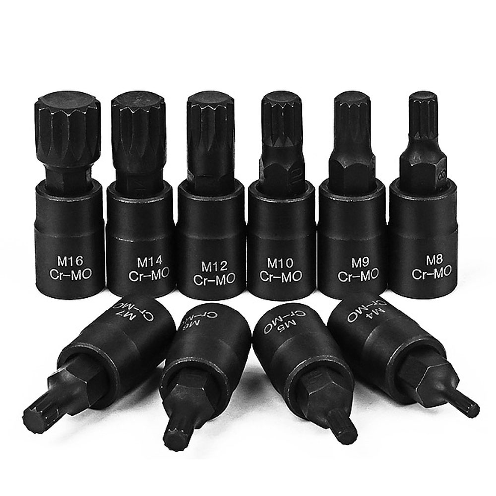 10Pcs Universal 3/8 Square Drive Socket Set M4-M16 Socket Kit Chromium Molybdenum Steel Socket