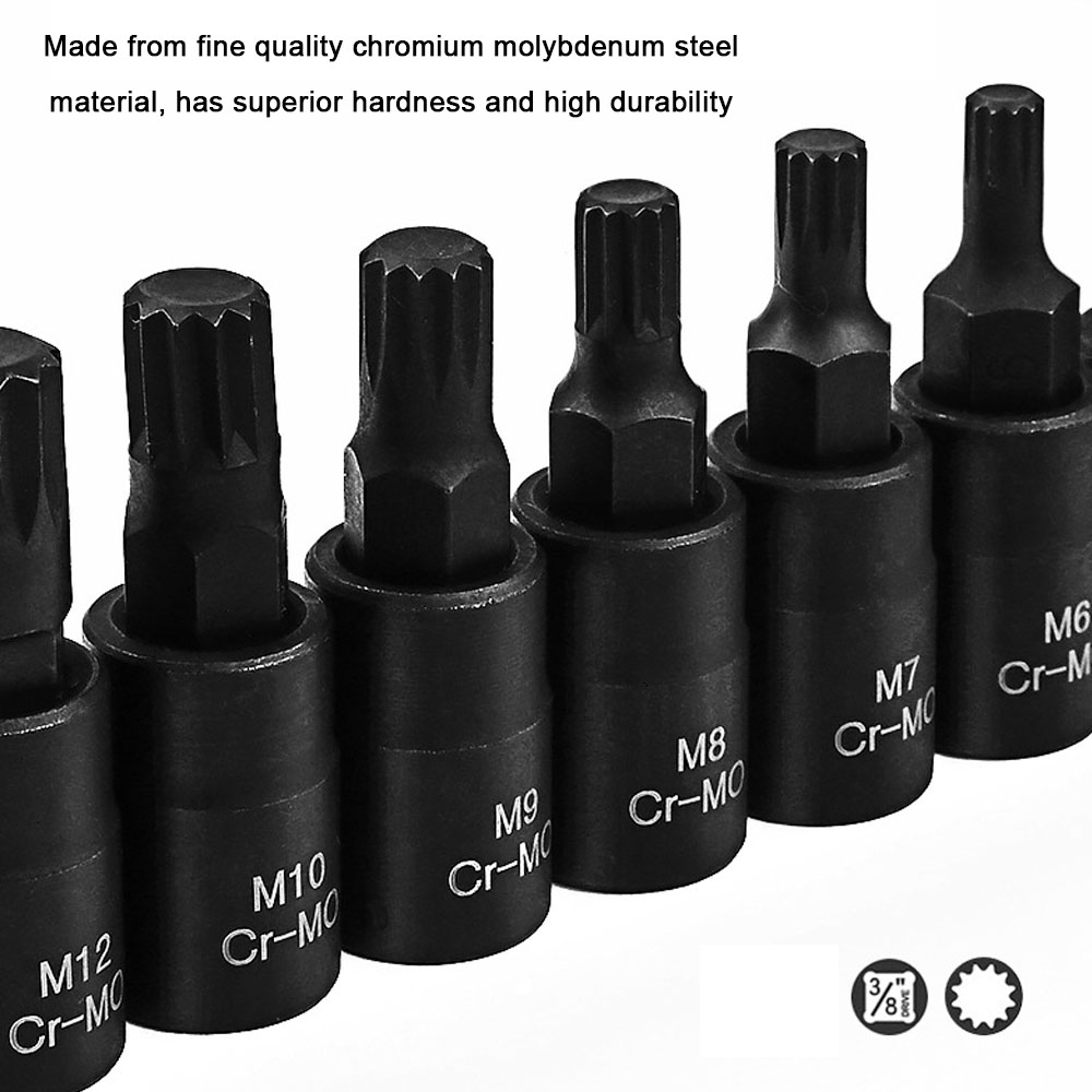 10Pcs Universal 3/8 Square Drive Socket Set M4-M16 Socket Kit Chromium Molybdenum Steel Socket