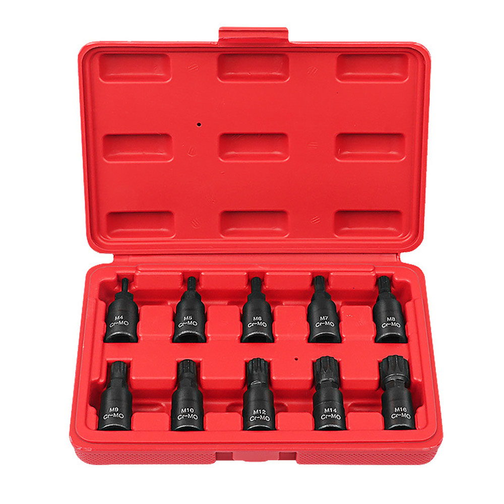 10Pcs Universal 3/8 Square Drive Socket Set M4-M16 Socket Kit Chromium Molybdenum Steel Socket