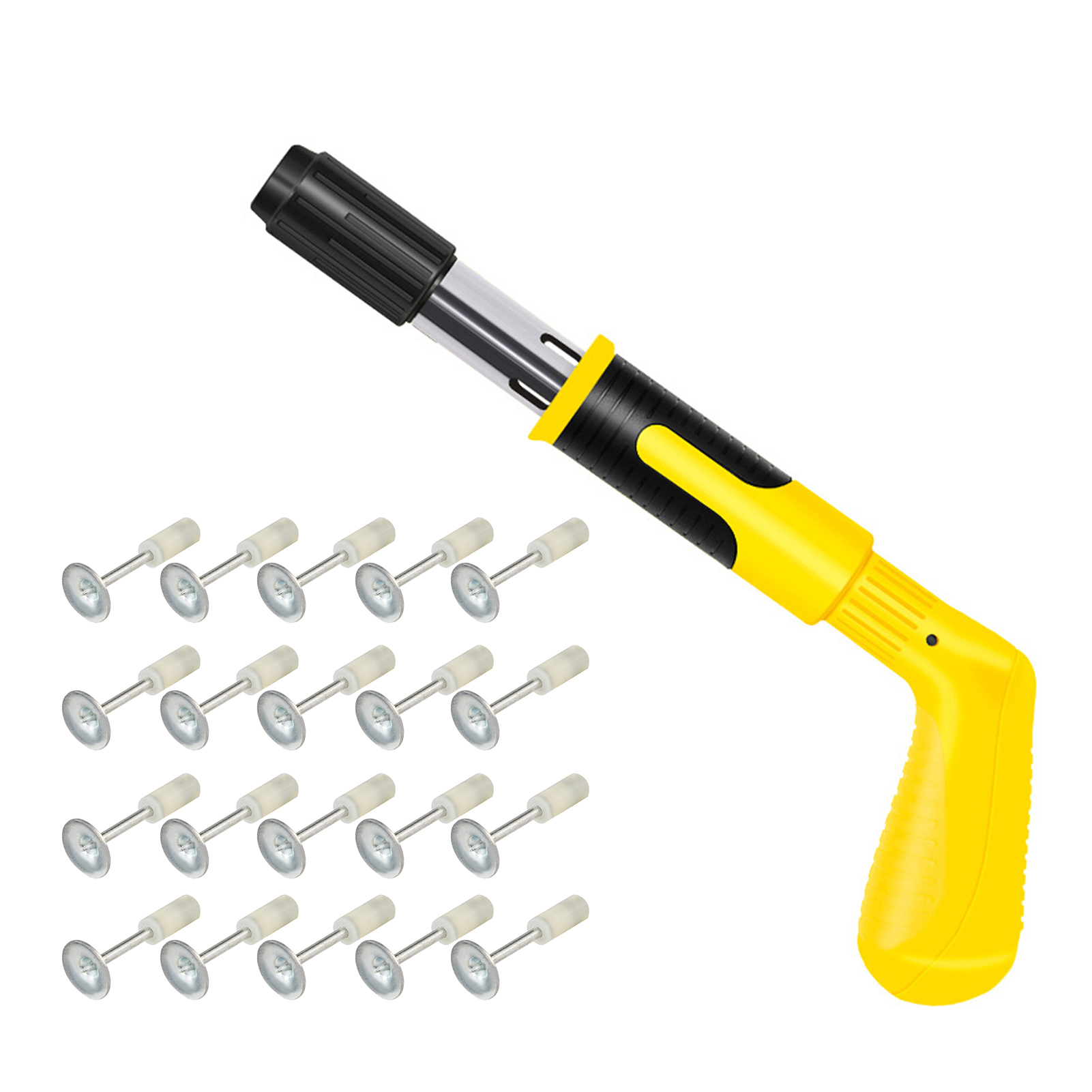 Nail Wall Fastening Tool Kit with 20 Nails Portable Manual Nailing Gun Low Noise Steel Nail Shooting Machine for Cement Wall Home Decoration