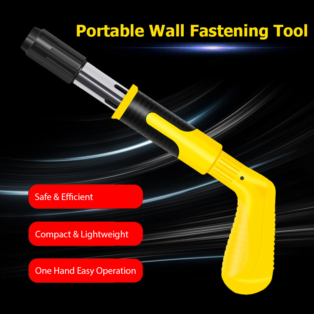 Nail Wall Fastening Tool Kit with 20 Nails Portable Manual Nailing Gun Low Noise Steel Nail Shooting Machine for Cement Wall Home Decoration