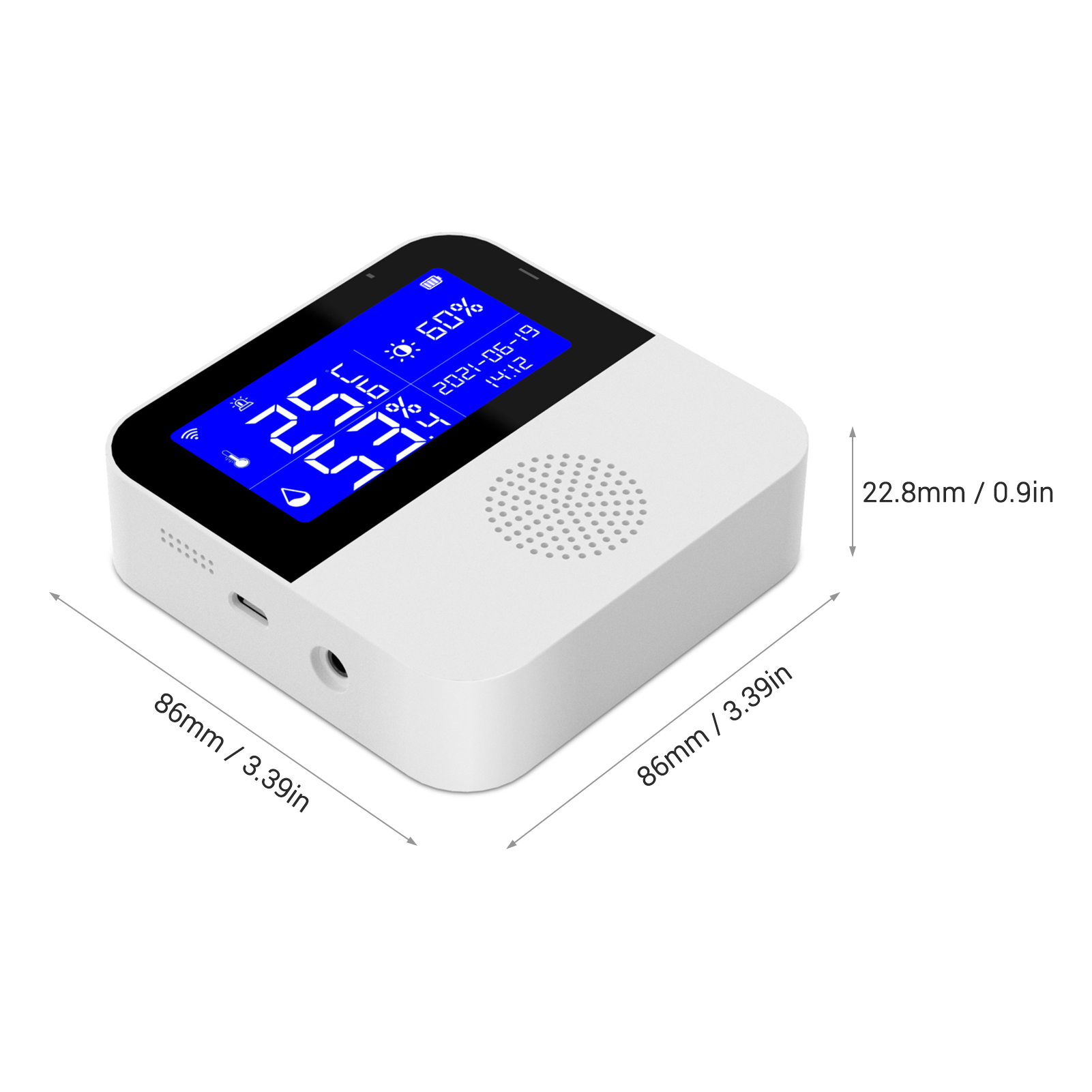 Wi-Fi Temperature Humidity Meter Indoor Hygrometer Temperature Sensor Alarm  APP Control 2.9-inch LCD Backlight Display ℃ / ℉ with Time Date for Home