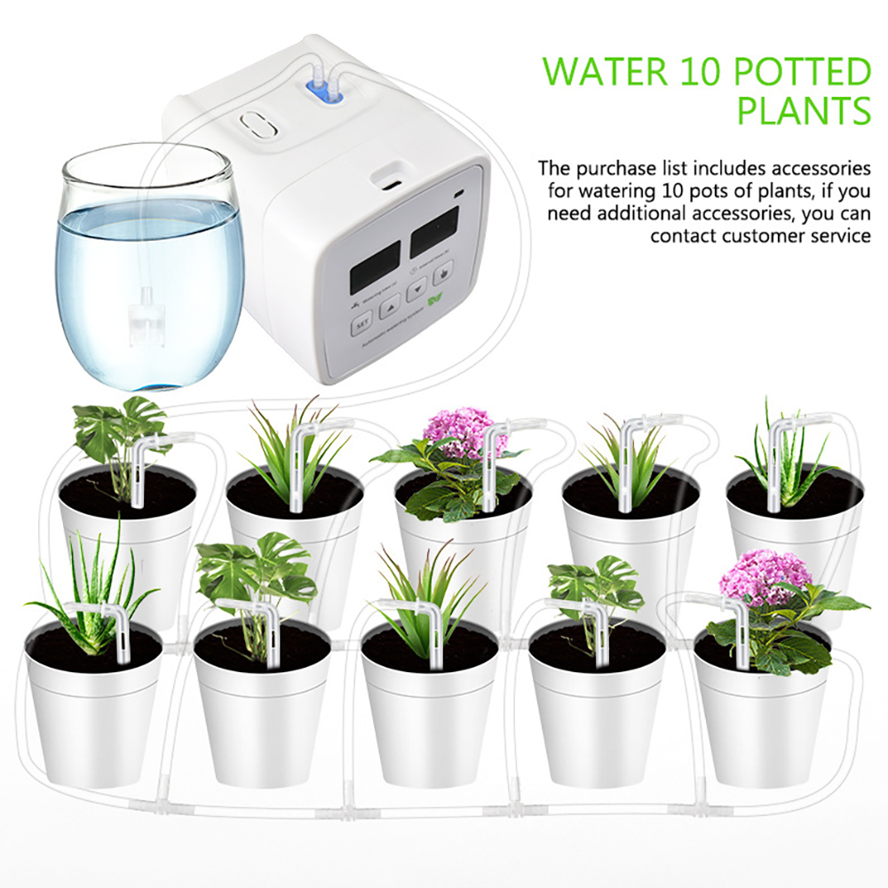 Intelligent Automatic Watering Device Timed Waterer Garden Terrace Drip Irrigation System for 10 Potted Plant Flower