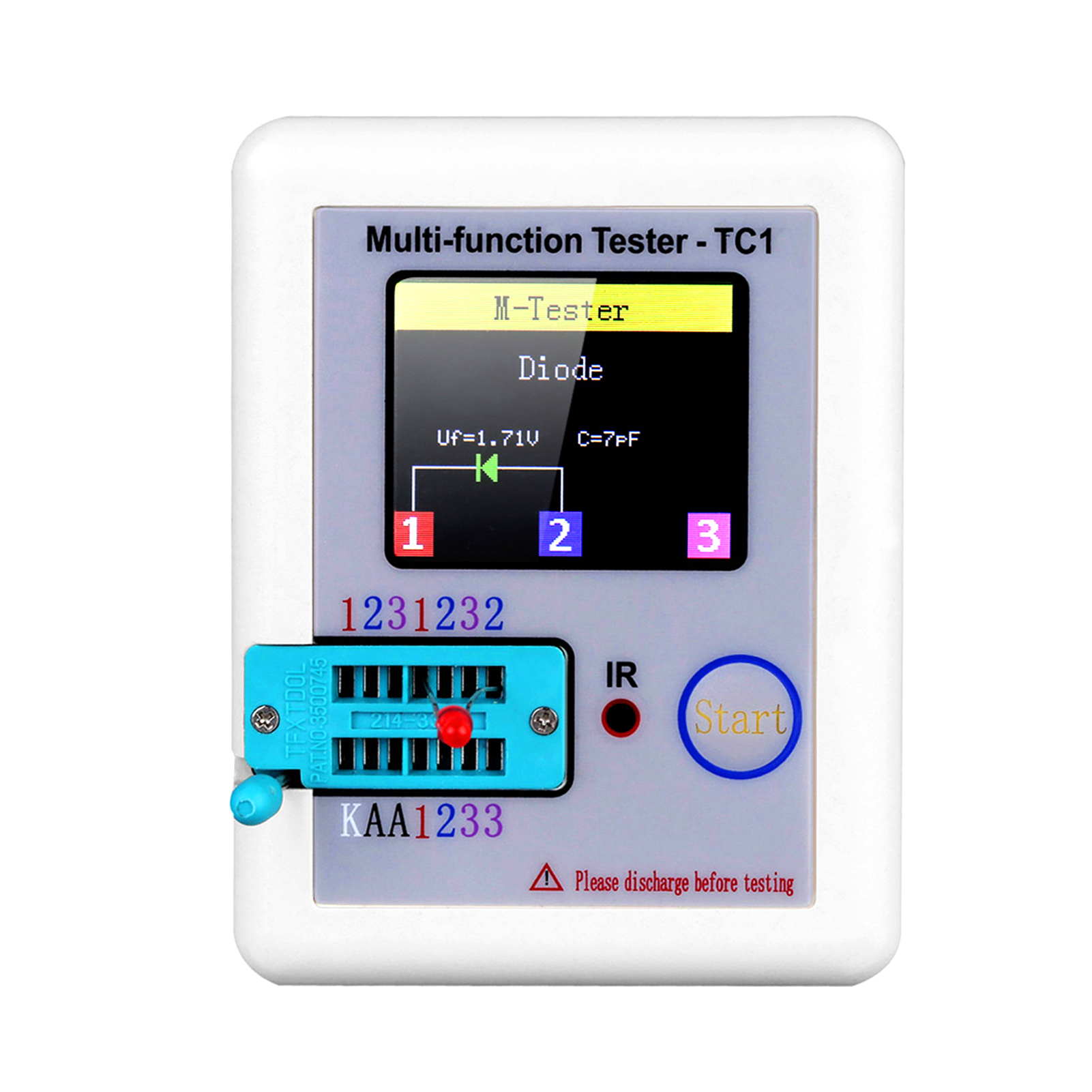 Colorful Display Transistor Tester Multi-functional TFT Backlight Didoe Triode Capacitance Resistor Detector Inductance MOSFET NPN PNP Triac MOS Automatic Calibration Detector