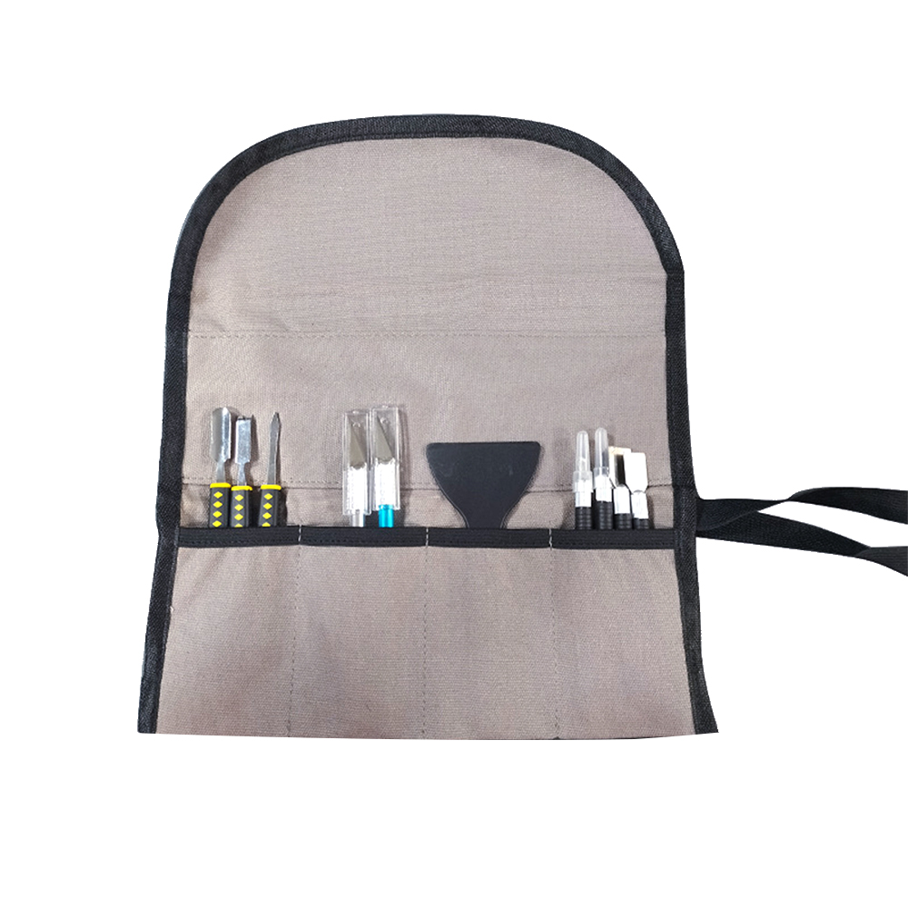 Portable Roll up Tool Bag Foldable Roll Small Tool Pouch Multiple Pockets Canvas Toolbag Organizer for Carving Sculpting Art Tools Woodworking