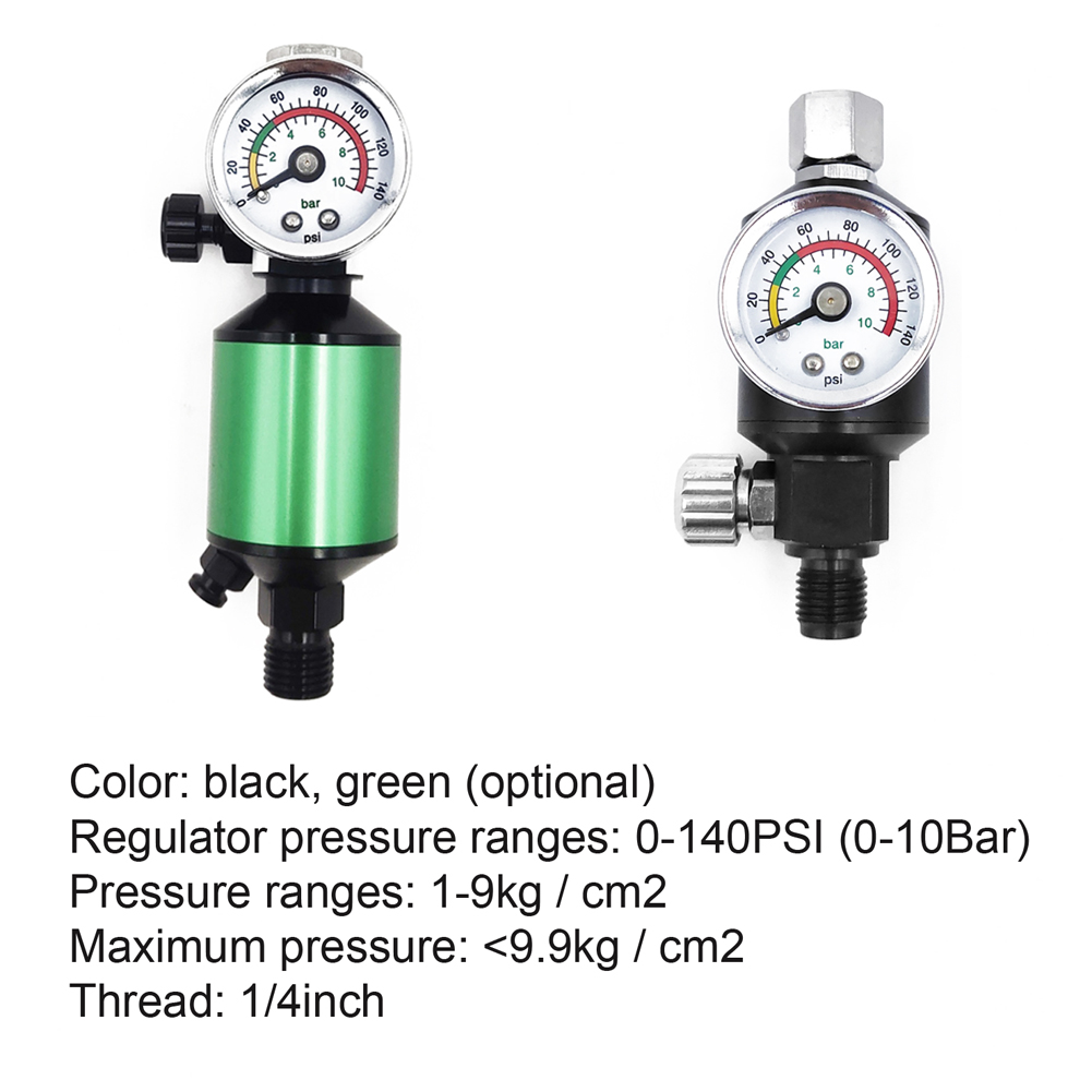 0-140PSI 1/4 Inch Pneumatic Sprays Machine Pressure Regulator Air Filter with Gauge Sprays Machine Control Valves Air Flows Adjusting Control Tool