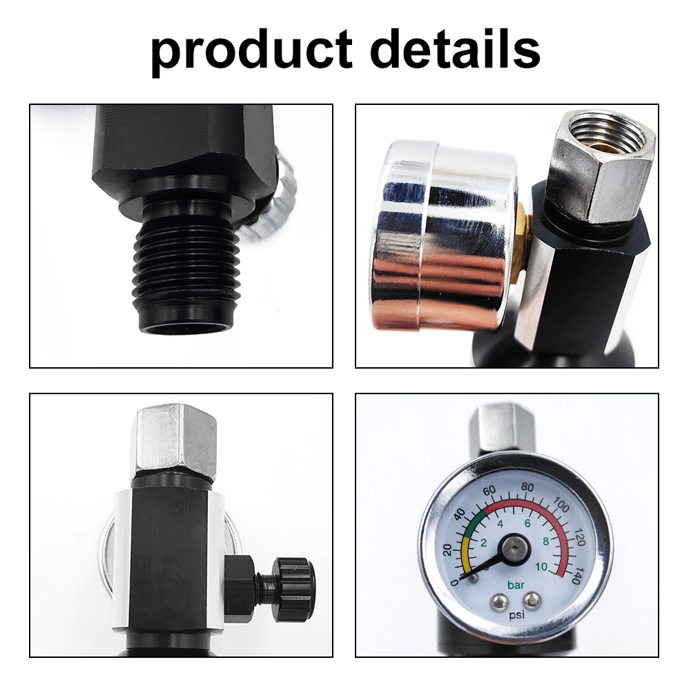 0-140PSI 1/4 Inch Pneumatic Sprays Machine Pressure Regulator Air Filter with Gauge Sprays Machine Control Valves Air Flows Adjusting Control Tool