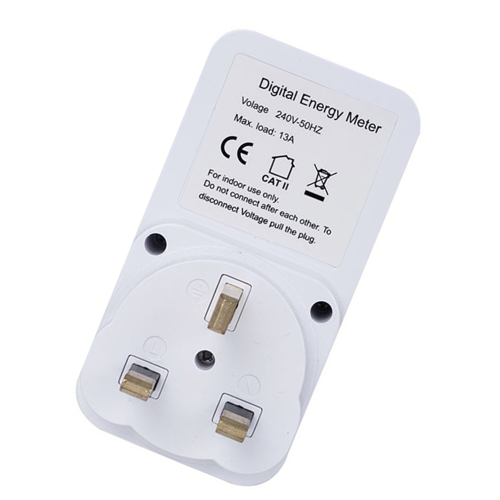 UK Plug Plug-in Digital LCD Energy Monitor Power Meter Electricity Electric Usage Monitoring Socket