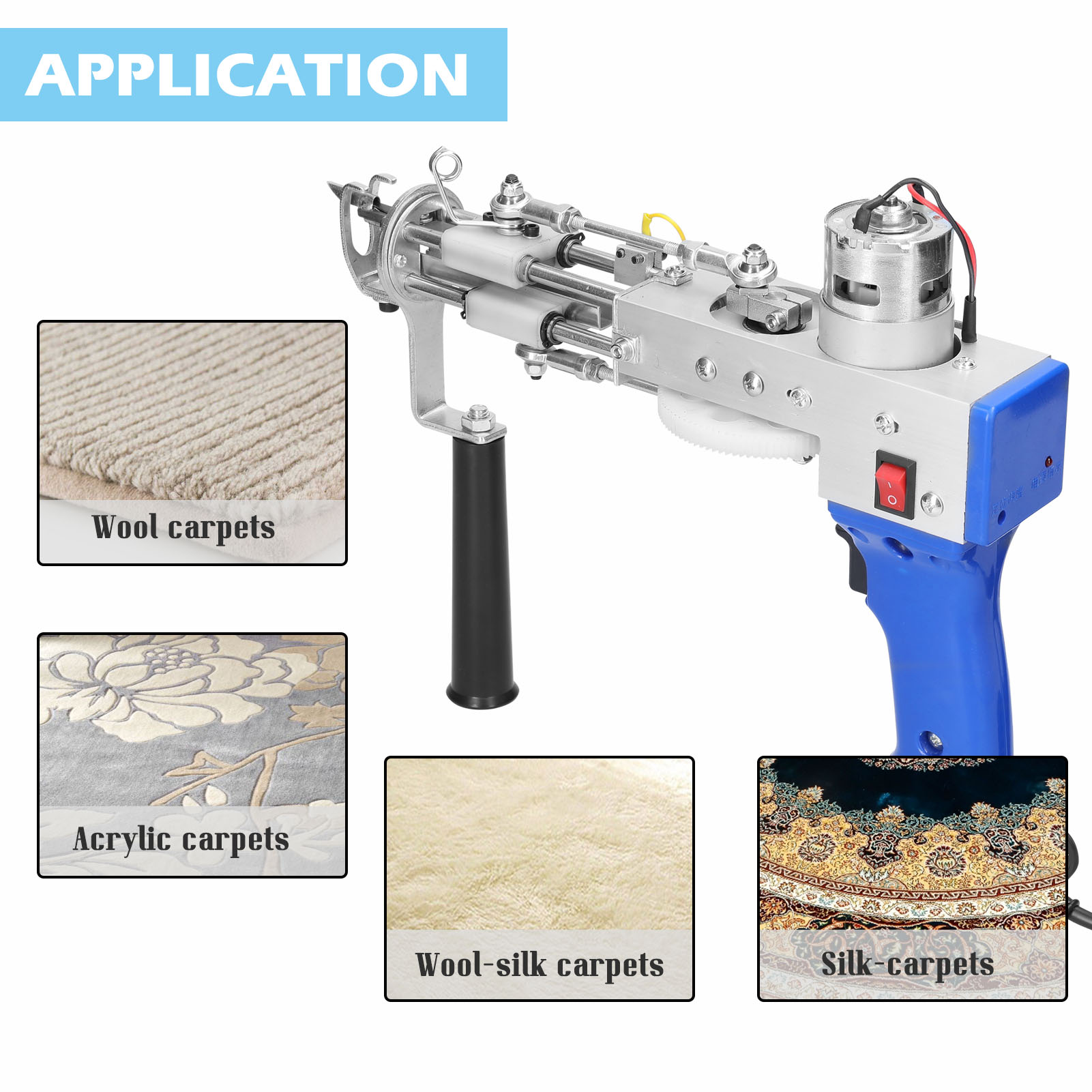 Electric Rug Carpet Tufting Weaving Machine Professional Flocking Device Industrial Embroidery Tool Loop-Pile Knitting Equipment