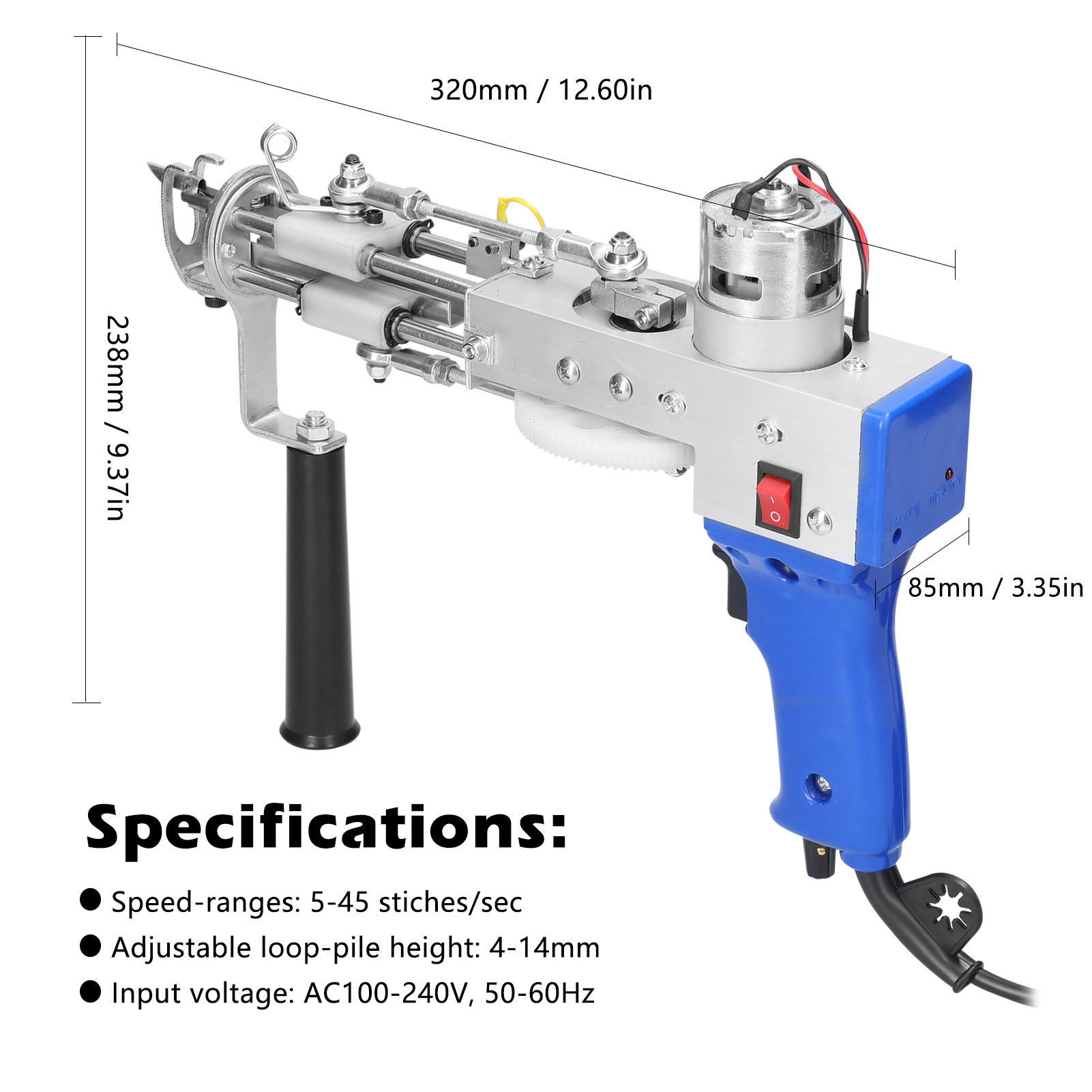 Electric Rug Carpet Tufting Weaving Machine Professional Flocking Device Industrial Embroidery Tool Loop-Pile Knitting Equipment