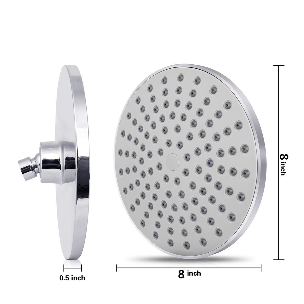 High Pressure Shower Head 8 Inch Rain Showerhead G1/2 Adjustable Bathroom Shower Head Spray Showerhead Polished Chrome Bath Rain Round Shower Head Replacement