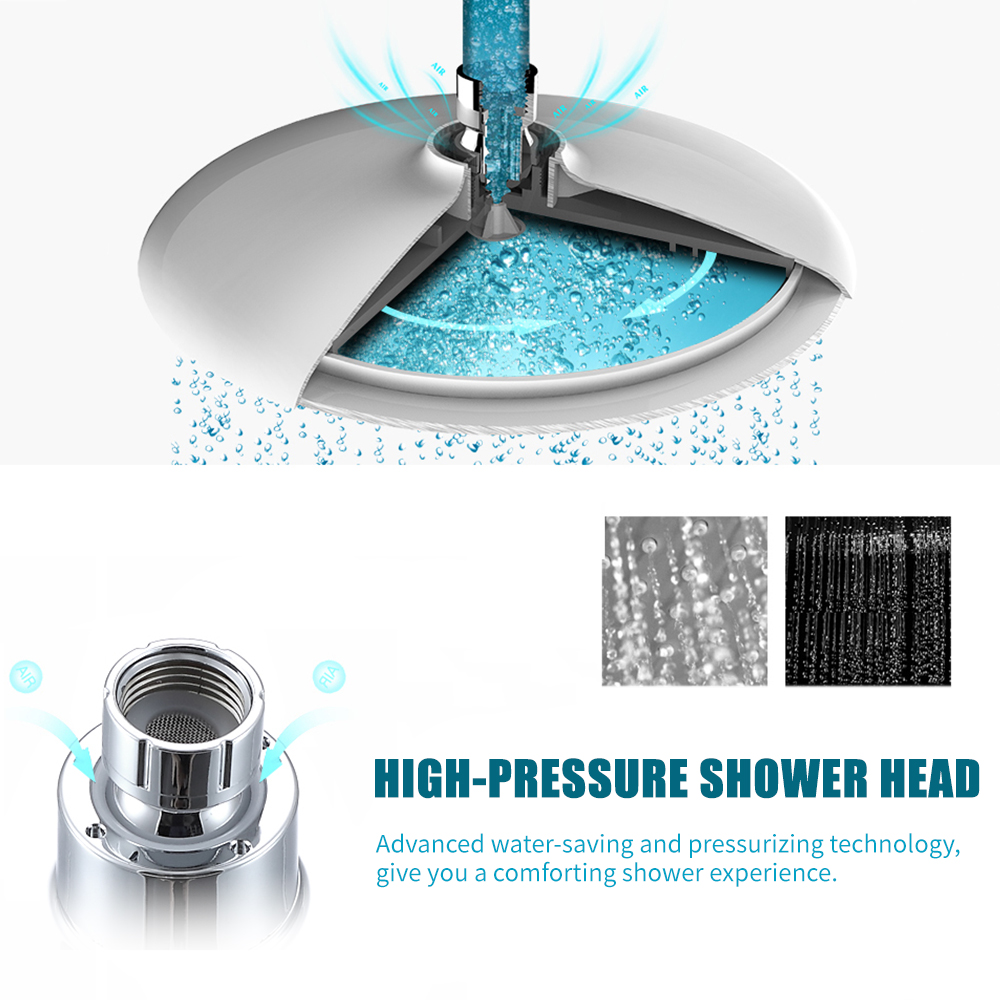 High Pressure Shower Head 8 Inch Rain Showerhead G1/2 Adjustable Bathroom Shower Head Spray Showerhead Polished Chrome Bath Rain Round Shower Head Replacement