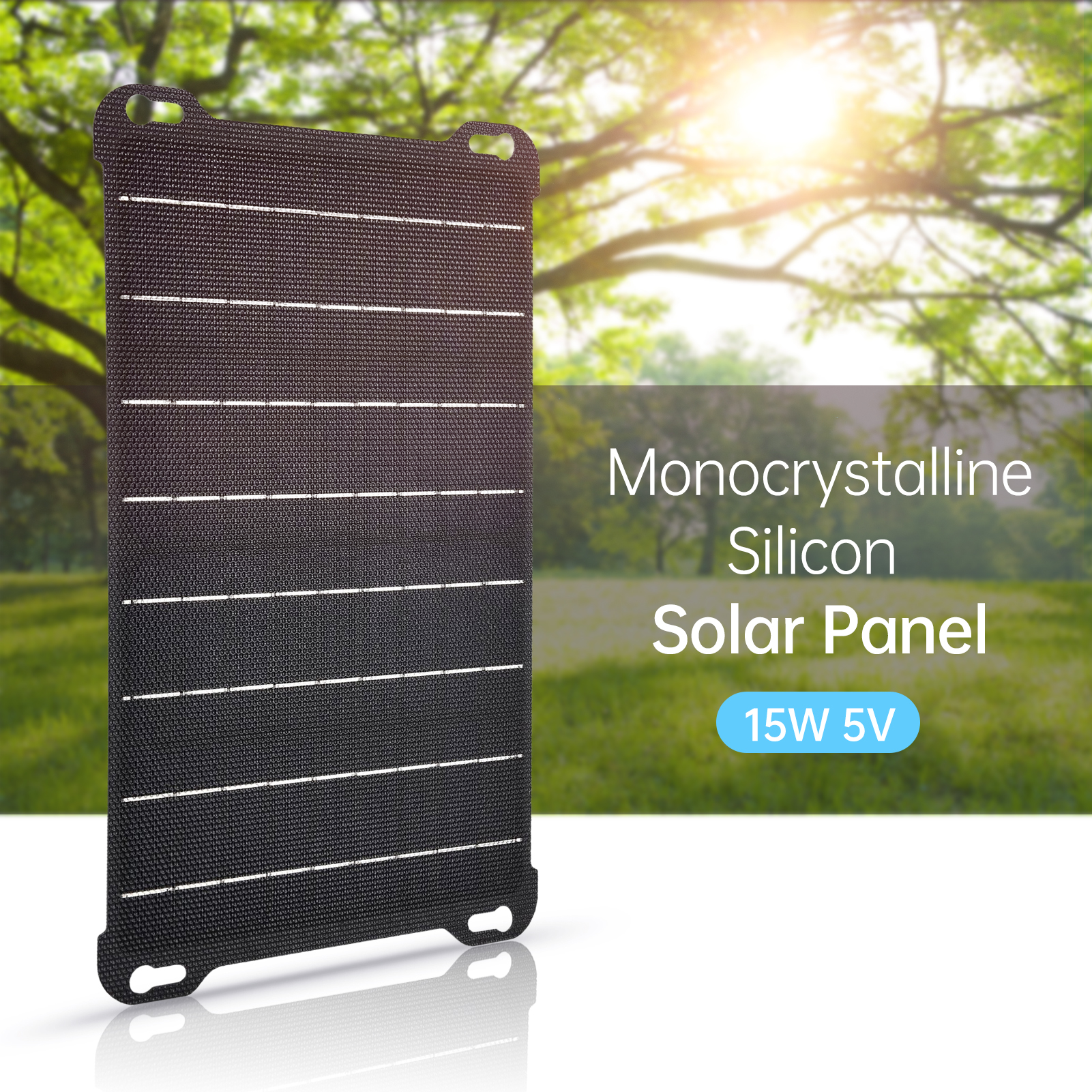 15W ETFE Solar Panel Solar Charger IPX6-Waterproof Portable Solar Power Monocrystalline Silicon Solar Module High Efficiency with Dual USB Port