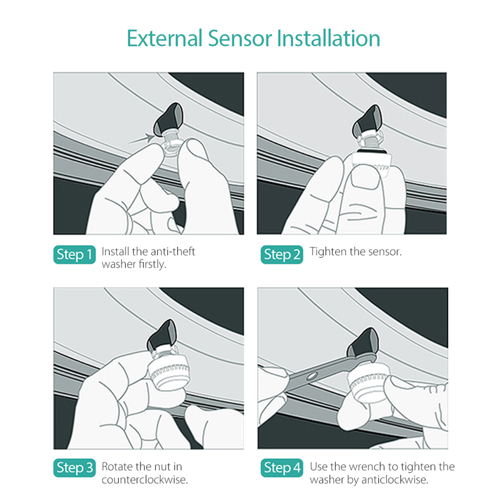 TPMS Smart Car Wireless Tire Pressure Monitoring System Cigarette Lighter Digital LCD Display with 4 External Sensors Auto Security Alarm Function