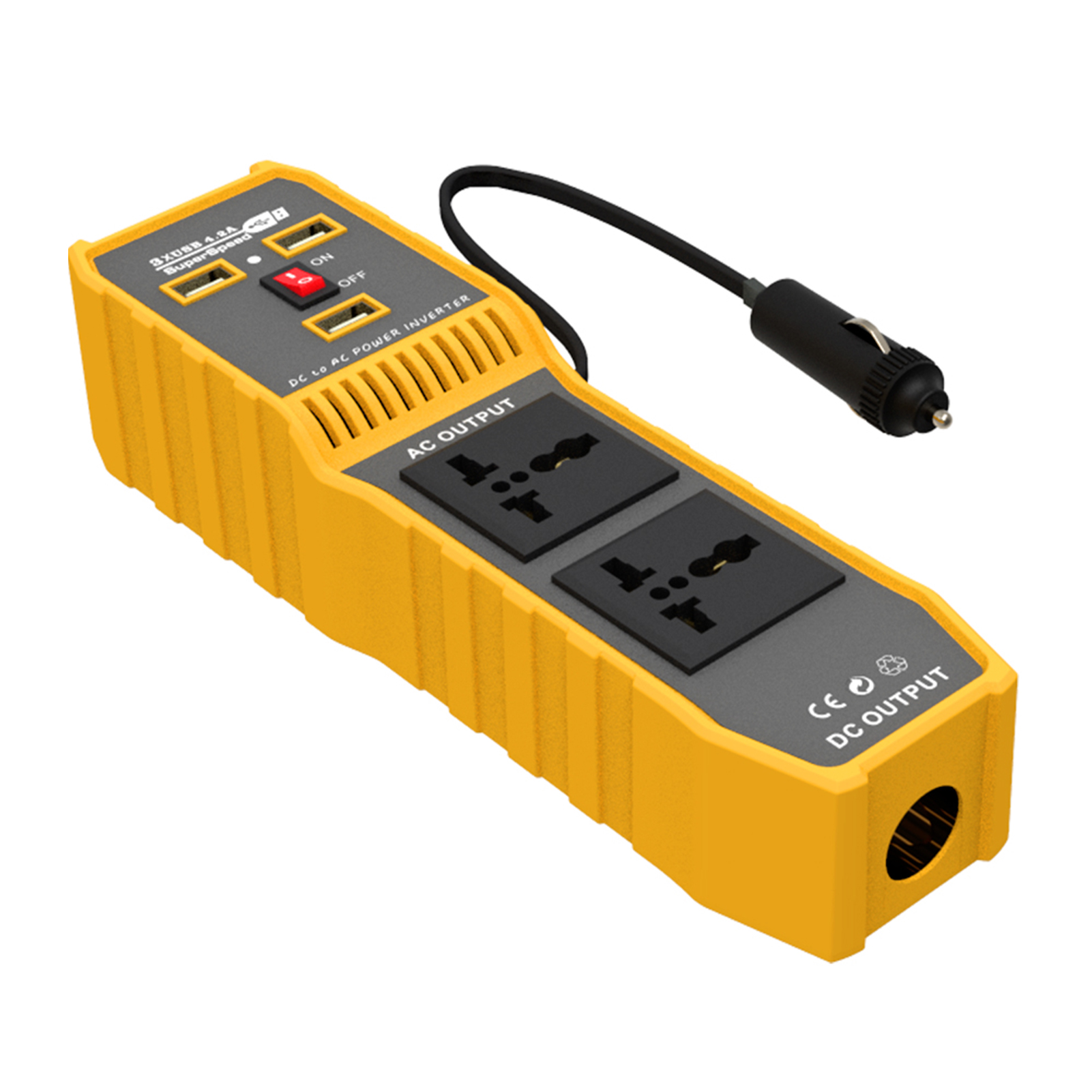 Car Power Inverter High Frequency Modified Sine Wave Inverter to AC 110V Converter with 3 USB Port 2 AC Socket Lighter