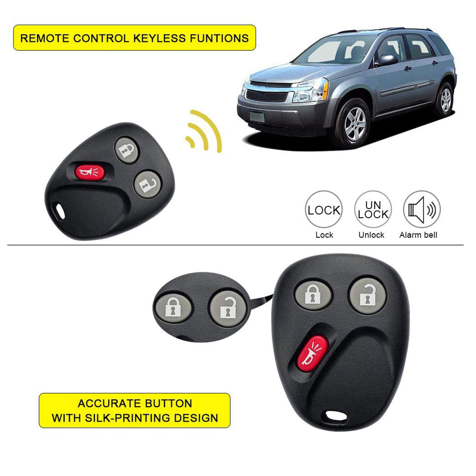 2Pcs Key Fob Remote Control Car Key Replacement for Cadillac/Chevrolet/GMC/Hummer/Torrent