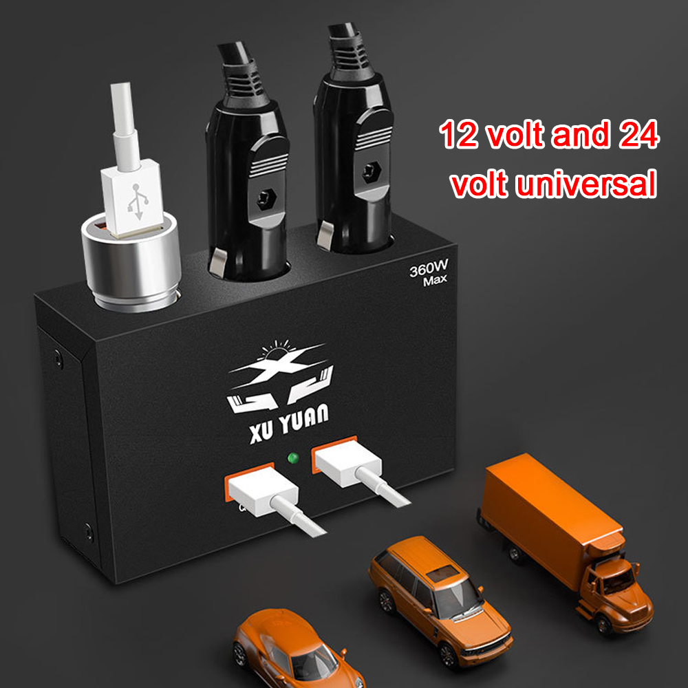 180W/360W High-power Fast Chargers Intelligent Three-in-one Cigar Lighter Multifunctional Auto Conversion Plug 12Volt 24Volt Universal