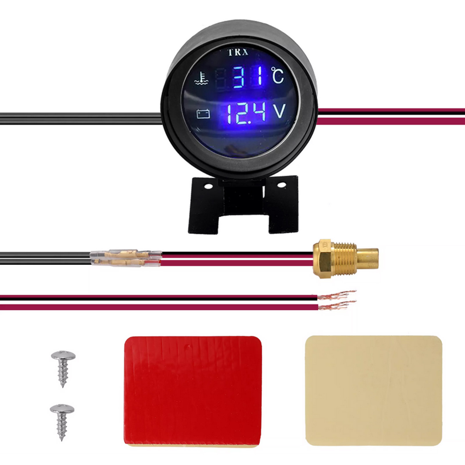 2 in 1 LEDs Digital Car Truck Water Temp Gauge Temperature Sensor Temperatura Moto + Voltmeter Volt Voltage Meter 12V/24V