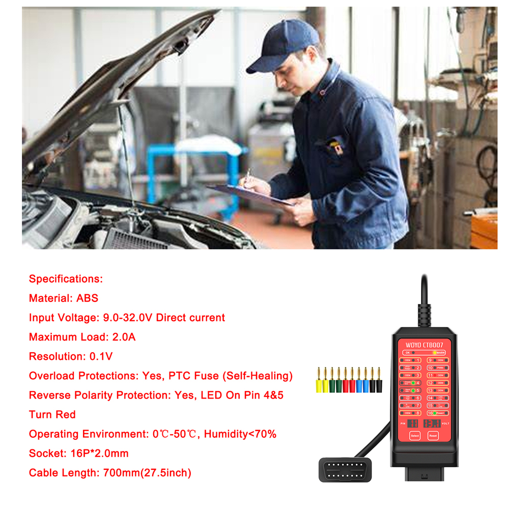 WOYO 12 V 24 V Portable CAN Tester 16 Pin Break Out Box Detection CAN Bus Circuit Tester Vehicle Diagnosis On-Board Diagnostics Tester