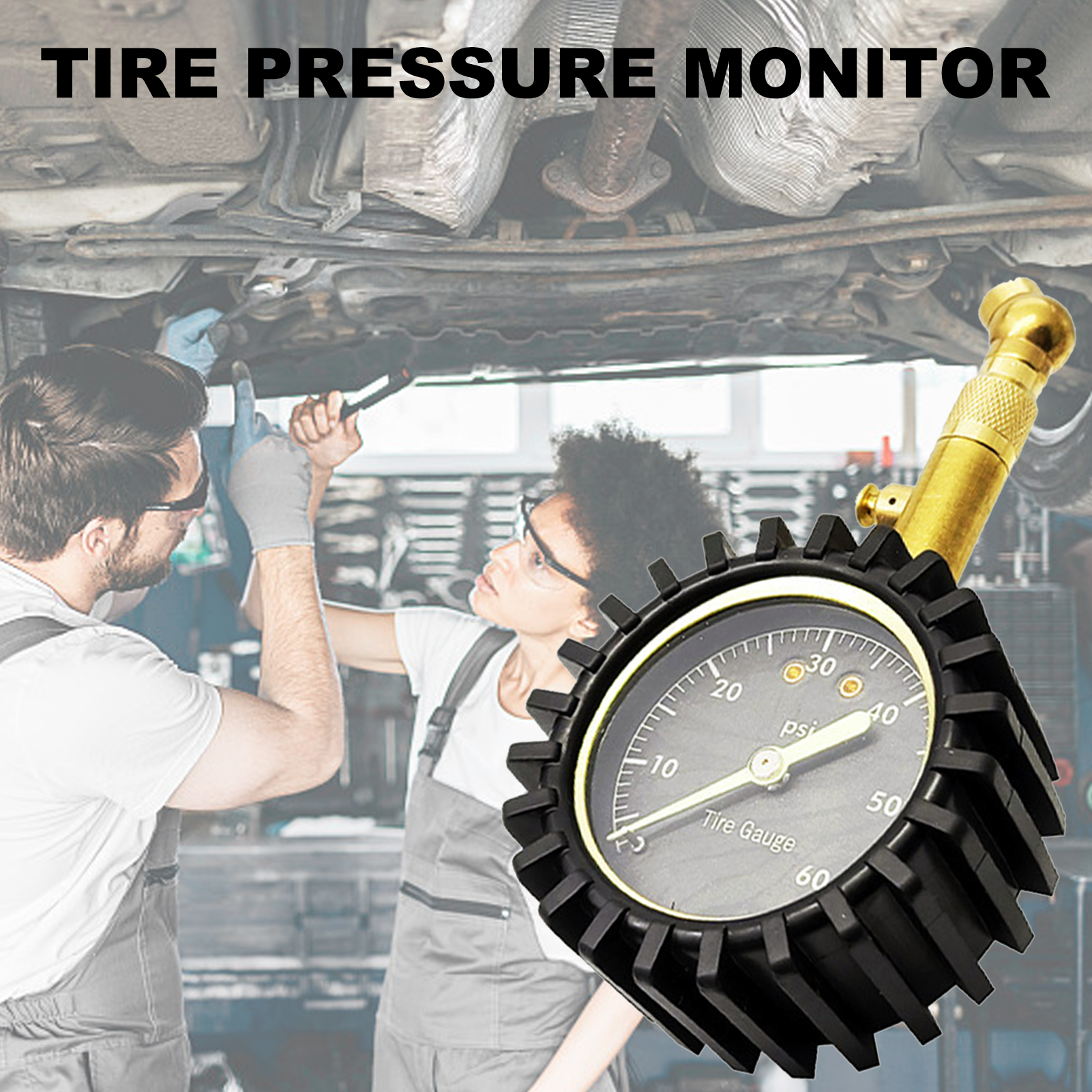 0-60psi Tire Pressure Gauge Heavy Duty Air Pressure Gauge with Large 2 Inch Easy to Read Glow Dial, Low – High Tire Gauge for Car, SUV & Truck Tires