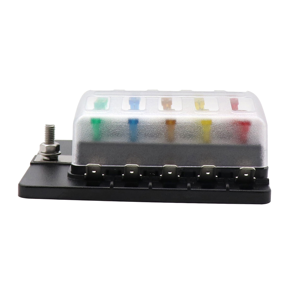 10 Way Blade Fuse Box Holder with LED Warning Light Kit for Car Boat Marine Trike 12V 24V