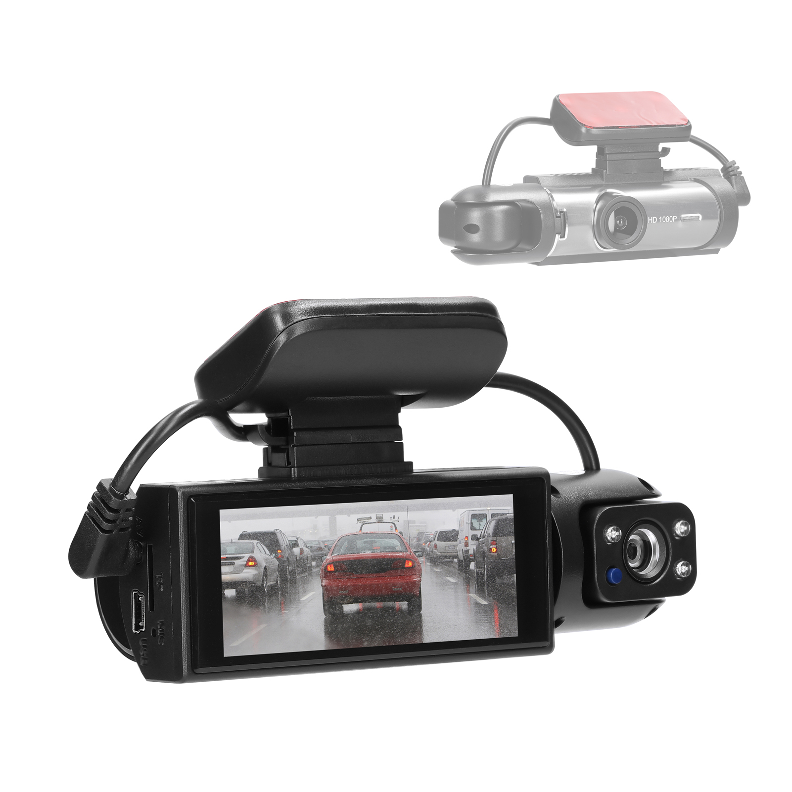 Multi-language Dual Lens Car Video Recorder Auto Dash Cam Car Camera Recorder Night Viewing Motion Detection DVR 170 Degree Wide Angle Car Camcorder