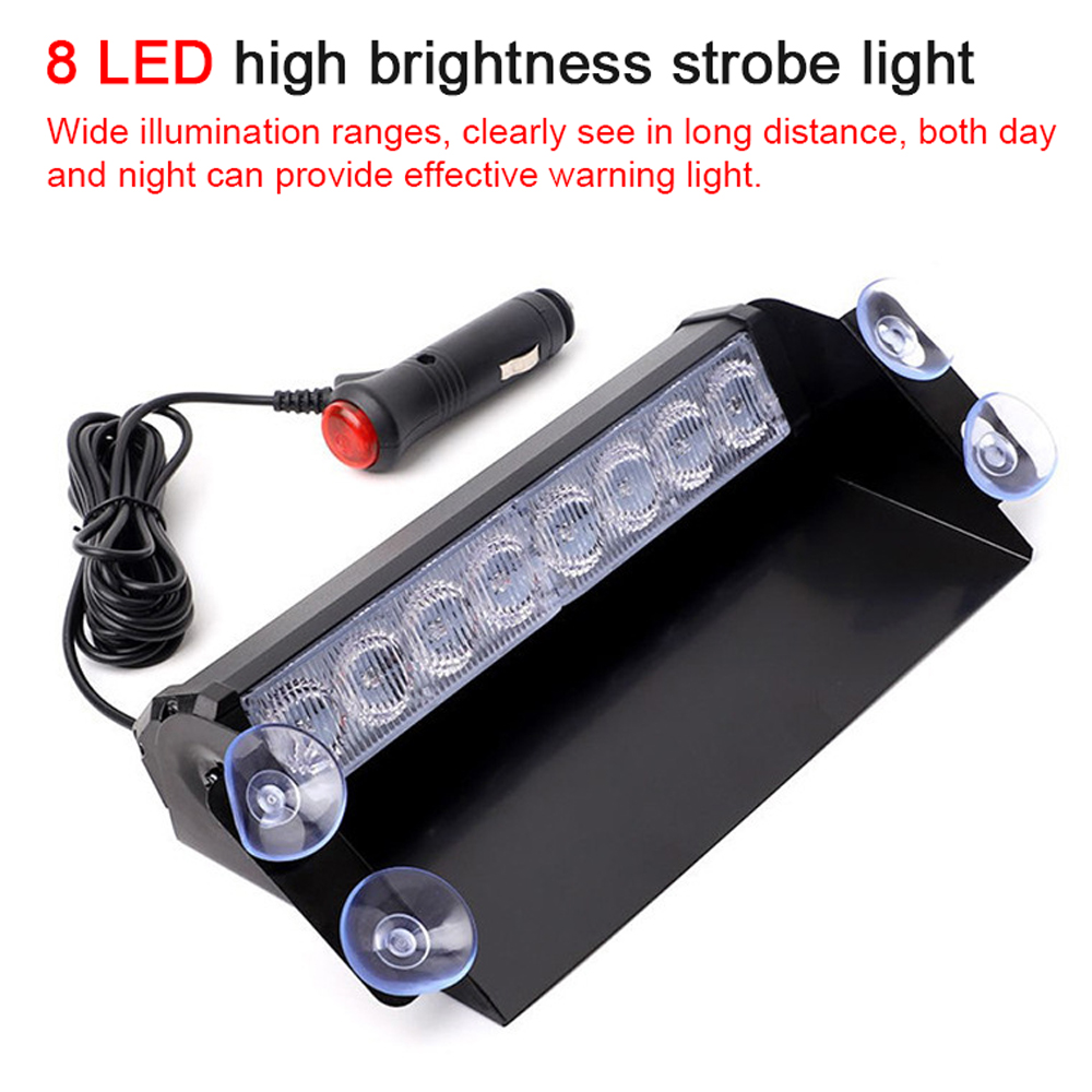 Car Truck Strobe Light 8 LED Suction Cup Lamp Front Windshield Traffic Advisor Safety Warning Light with 3 Flashing Modes for Car Vehicle Truck