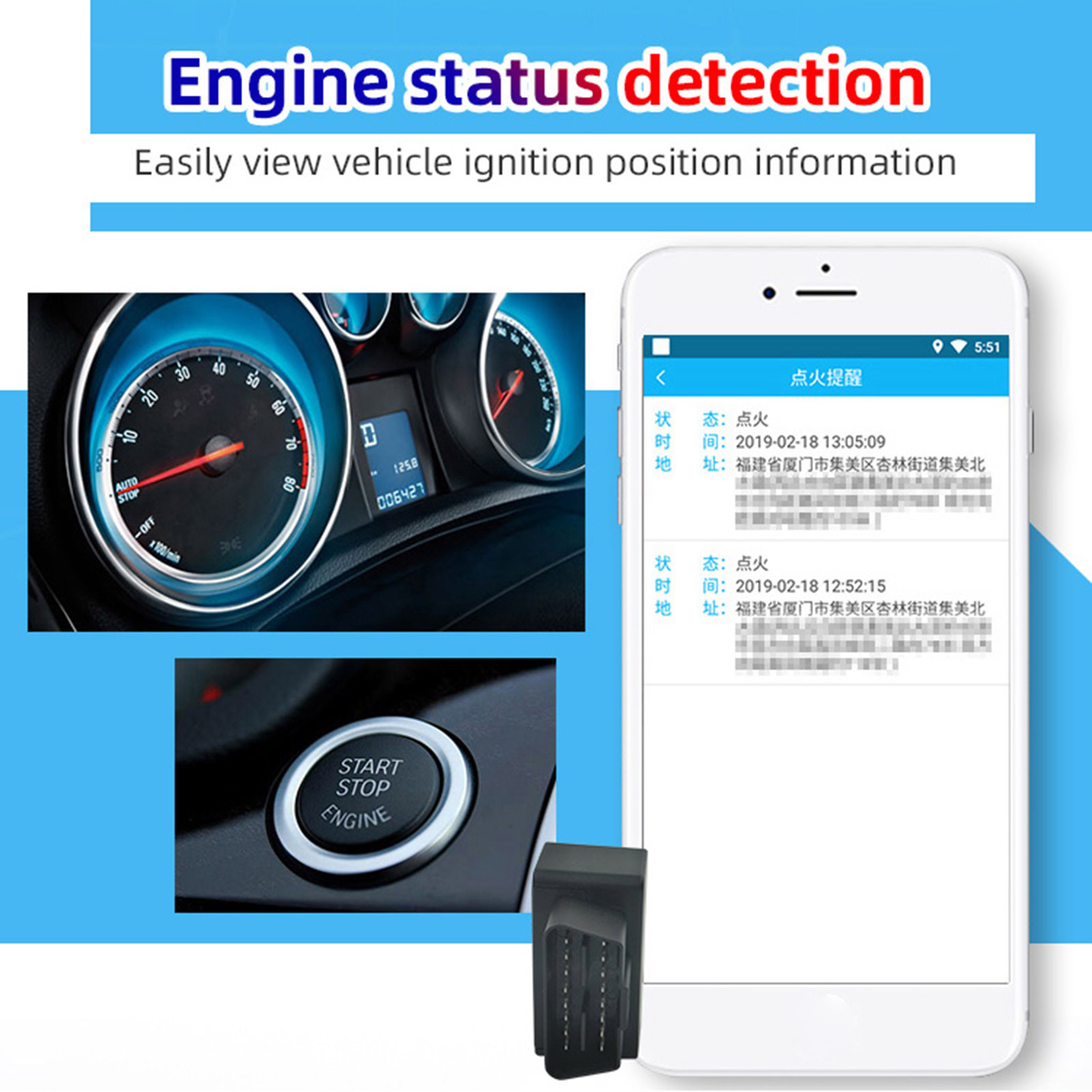 GPS Tracker for Vehicles Real-Time Vehicle OBD Small GPS Car Vehicle Tracker Device Locator OBDII GPS Tracker for Car Truck Taxi with Alarm System