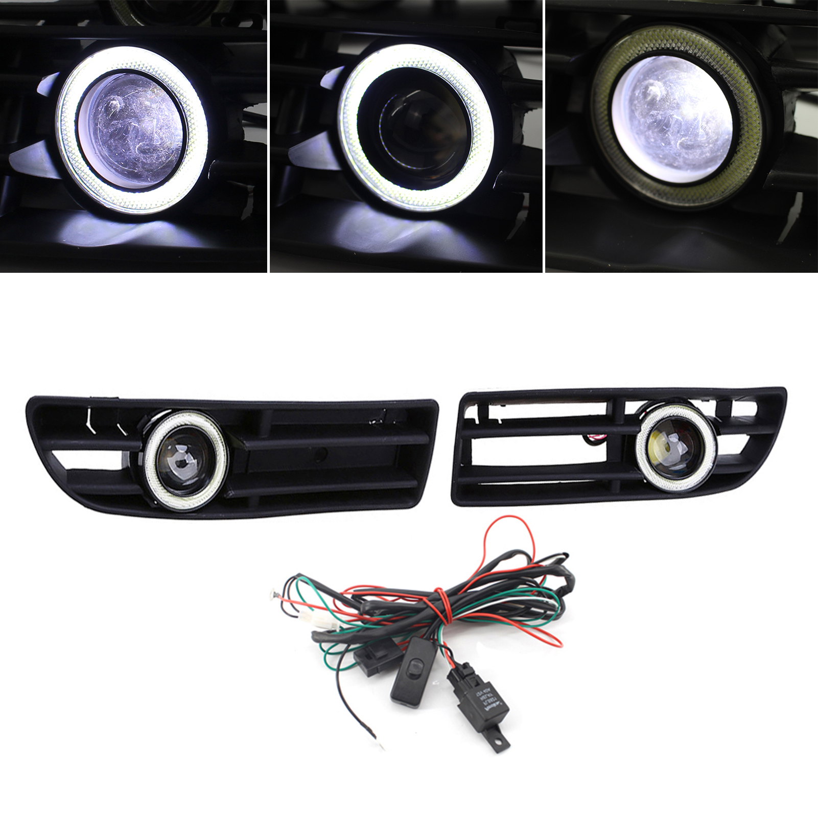 Fog Light LED Front Bumper Grille DRL Lamp Part Replacement For VW Jetta Bora Mk4 99-04