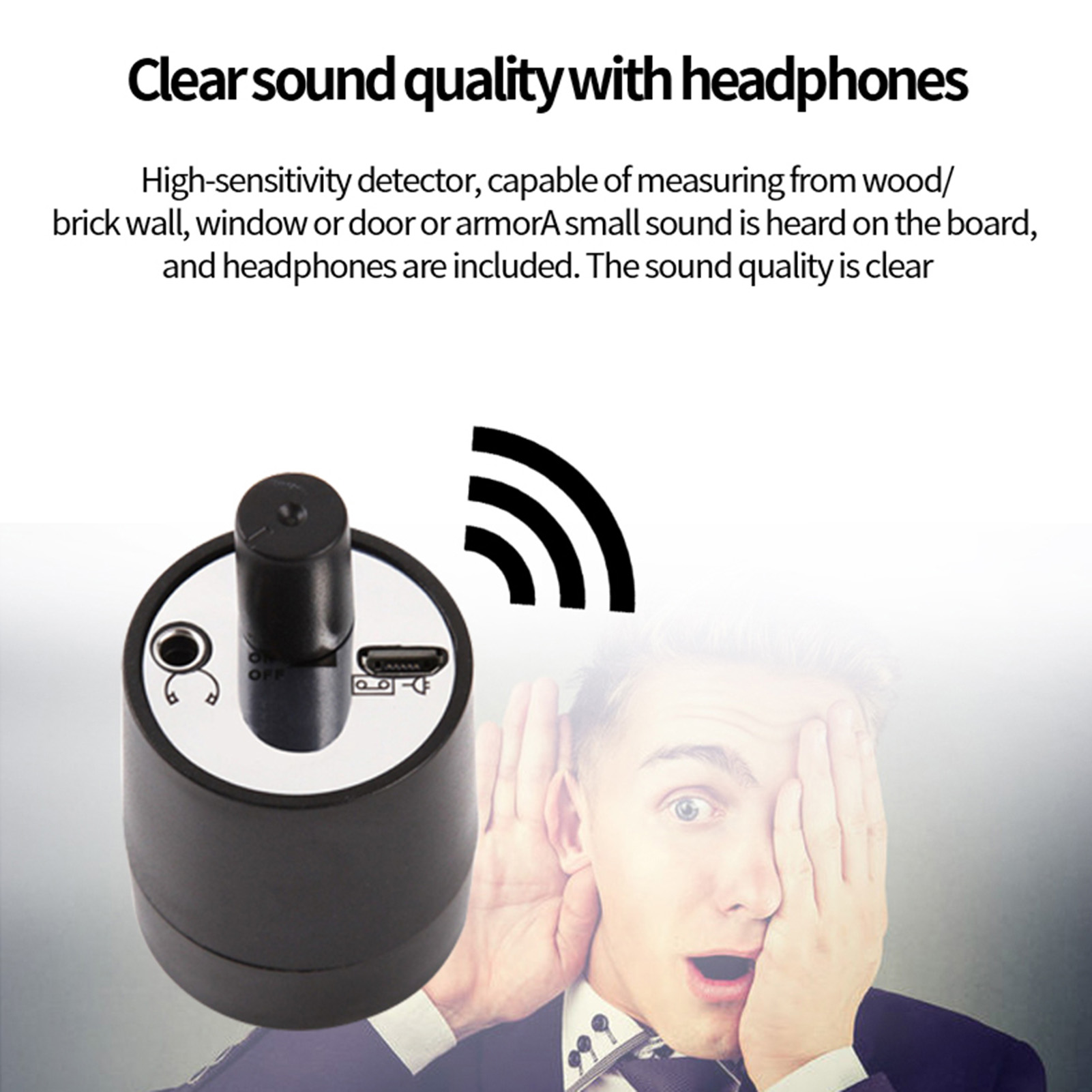 Sound Amplifier Wall Listening Device Audio Listening Wiretap Device Audio Ear Listening Sound Monitor Through Wall/Door